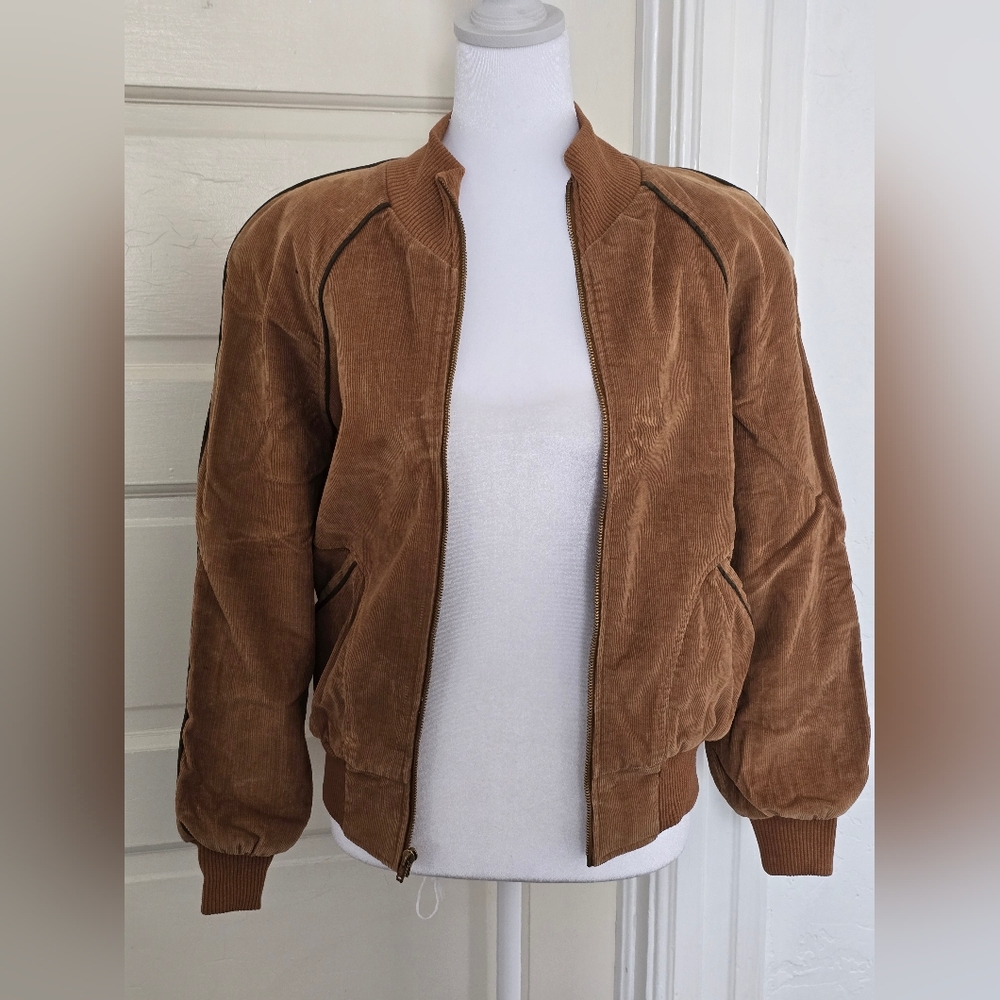 Vintage TomboyX Corduroy Bomber Jacket in Warm Brown